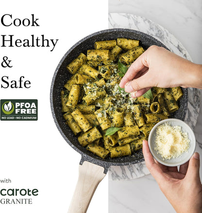 CAROTE Nonstick Frying Pan Skillet,Non Stick Granite Fry Pan Egg Pan Omelet Pans, Stone Cookware Chef's Pan, PFOA