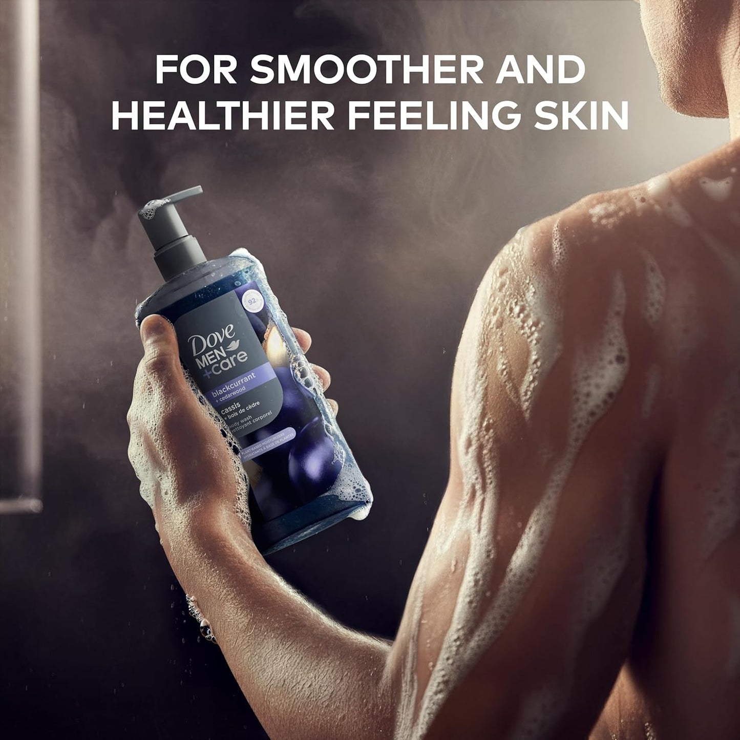 DOVE MEN Moisturizing Body Wash, Dermatologist Body Wash for Men, Sulfate Free, Paraben Free, & Dye Free, Blackcurrant + Cedarwood, 26oz