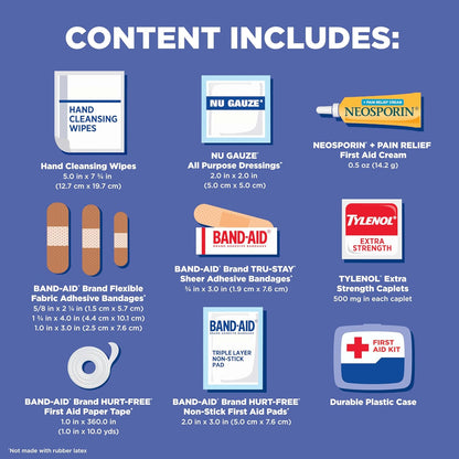 BAND-AID Brand Travel Ready Portable Emergency First Aid Kit for Minor Wound Care, Perfect for Home, Car