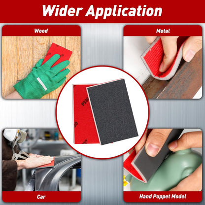 24 Pcs Sanding Sponge 80-3000 Grit Sandpaper Assortment, Washable & Reusable Sanding Blocks for Wood, Metal, Drywall