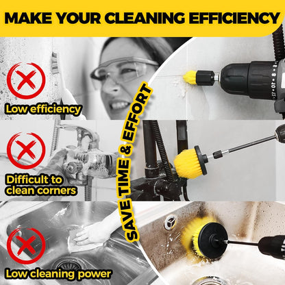 Holikme 6Pack Drill Brush Power Scrubber Cleaning Brush Extended Long Attachment Set All Purpose Drill Scrub Brushes Kit for Grout, Floor
