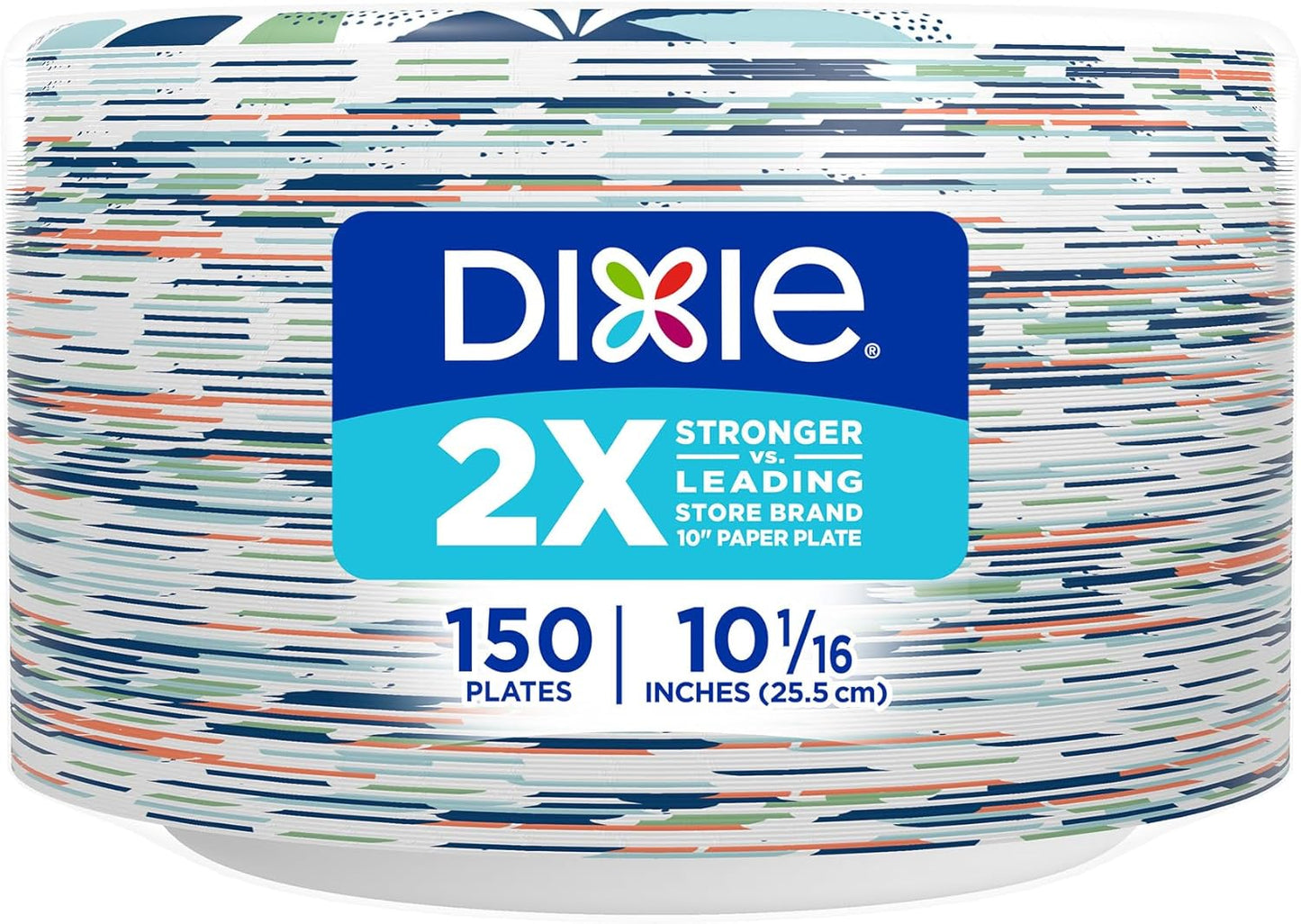 Dixie Large Paper Plates, 10 Inch, 150 Count, 2X Stronger*, Microwave-Safe, Soak-Proof, Cut Resistant, Disposable Plates For Everyday