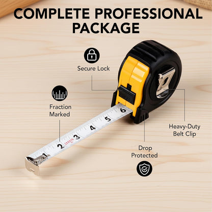 Mr. Pen- Steel Retractable Tape Measure with Fractions, 25-Foot, Easy Read Tape Measure 25 ft
