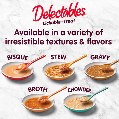 Delectables Lickable Treat Stew Wet Cat Treat Variety Pack, Food Topper, Hydrating, Grain-Free, No Fillers, No By-Products, No Added