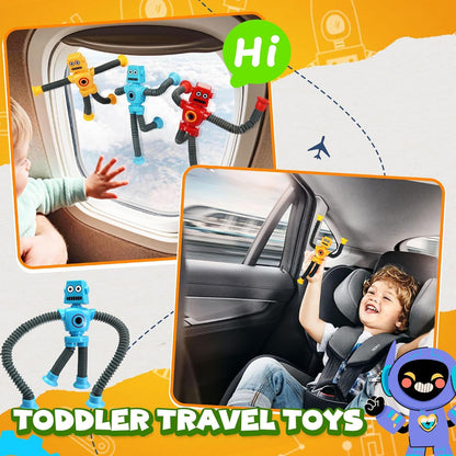 Robot Sensory Travel Roadtrip Toys 4Pcs for Toddlers Kid Boy Year Old Ages 3 4 5 6 7 8