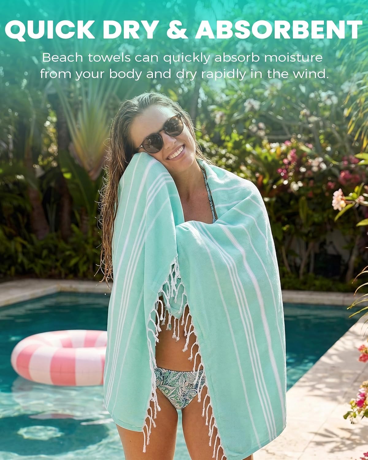 Antfuny Turkish Beach Towels Vacation Essentials Quick Dry Sand Free Oversized Bath Pool Swim Towel Extra Large XL Blanket Adult Travel Gift Cruise