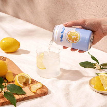 Spindrift Sparkling Water, Lemon Flavored, Made with Real Squeezed Fruit, 12 Fl Oz Cans, Pack of 24 (Only 3 Calories per Can)