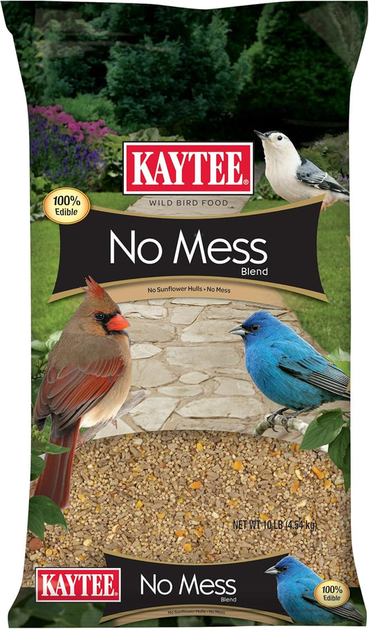 Kaytee Wild Bird (No Mess or Waste Free) Food Seed Blend For Blue Jays, Woodpeckers, Juncos, Cardinals, Grosbeaks, Sparrows, and Finches, 10