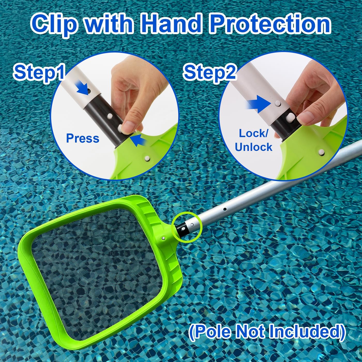 Sepetrel Pool Skimmer Net - Professional Heavy Duty Reinforced Frame Nylon Flat Leaf Rake Net,for Spa Pond Swimming