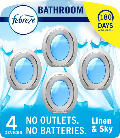 Febreze Bathroom Air Freshener Odor-Fighting for Small Spaces Scented Plug In Alternative Long-Lasting for Home and Bathroom and Kitchen Closet Air