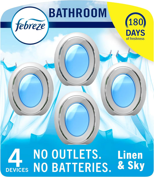 Febreze Bathroom Air Freshener Odor-Fighting for Small Spaces Scented Plug In Alternative Long-Lasting for Home and Bathroom and Kitchen Closet Air