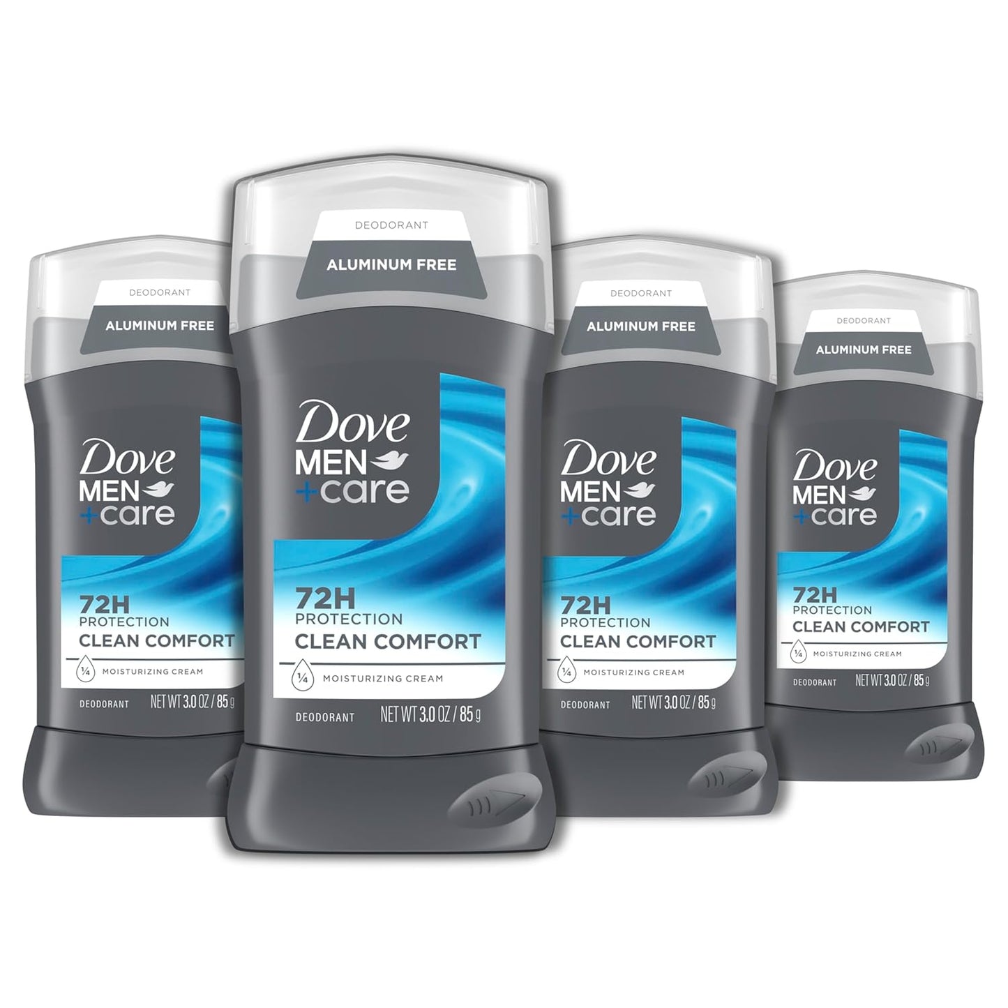 DOVE MEN + CARE Deodorant Stick for Men Clean Comfort 4 Count Aluminum Free 72-Hour Odor Protection Mens Deodorant with 1/4 Moisturizing Cream 3 oz