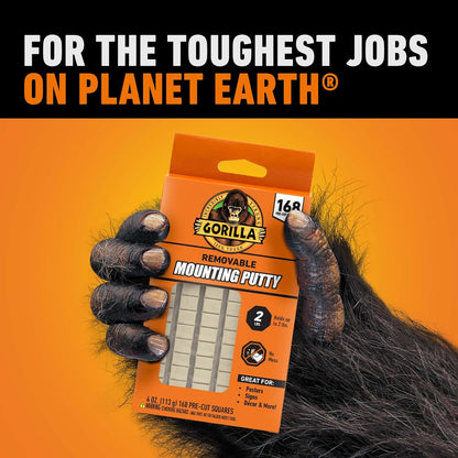 Gorilla Mounting Putty, Natural Tan Color, 168 Pre-Cut Squares - Non-Toxic Removable & Repositionable Wall Putty