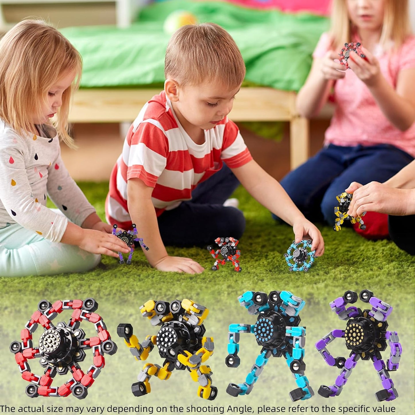 Gokeey Transformable Fidget Spinners Toys 4 Pcs for Kids and Adults Stress Relief Sensory Toys for Boys and Girls Age 8-13 Fingertip Gyros Easter