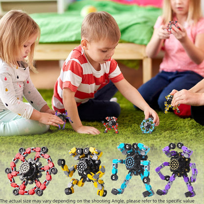 Gokeey Transformable Fidget Spinners Toys 4 Pcs for Kids and Adults Stress Relief Sensory Toys for Boys and Girls Age 8-13 Fingertip Gyros Easter