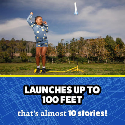 Stomp Rocket Jr Glow Rocket Launcher for Kids - 4 Glow-in-The-Dark Rockets - Outdoor Fun Toy Gift for Boys & Girls - STEM Soft Foam Blaster Set Soars