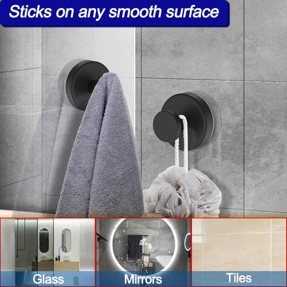 Bntuk Suction Cup Hooks for Shower, Removable Towel Hooks for Bathroom Window Glass Door Wall, Bath Robe Looafh Wreath Hook for Hanging - 2