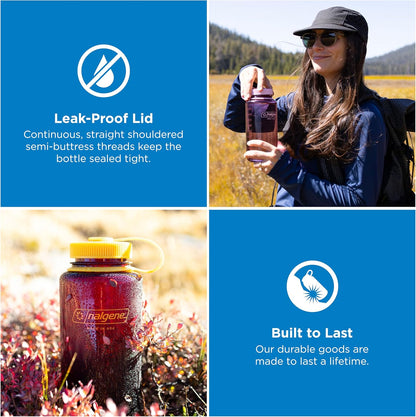 Nalgene 32 oz Wide Mouth Water Bottle, BPA-Free, Durable & Leak Proof, Lightweight Bottle for Hiking & Gym, Work & Travel