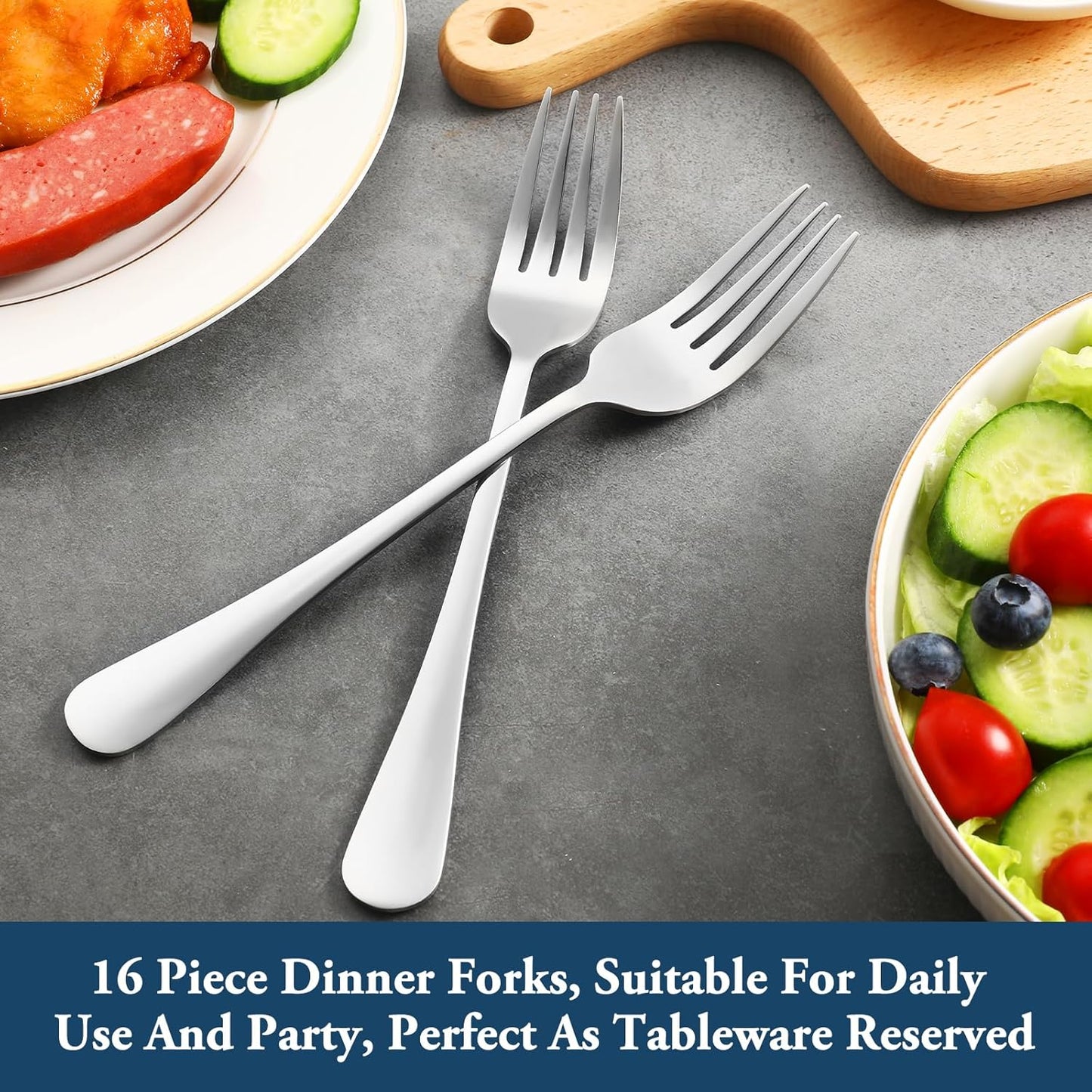 Dinner Forks,Set of 16 Top Food Grade Stainless Steel Silverware Forks,Table Forks,Flatware Forks,8 Inches,Mirror Finish & Dishwasher