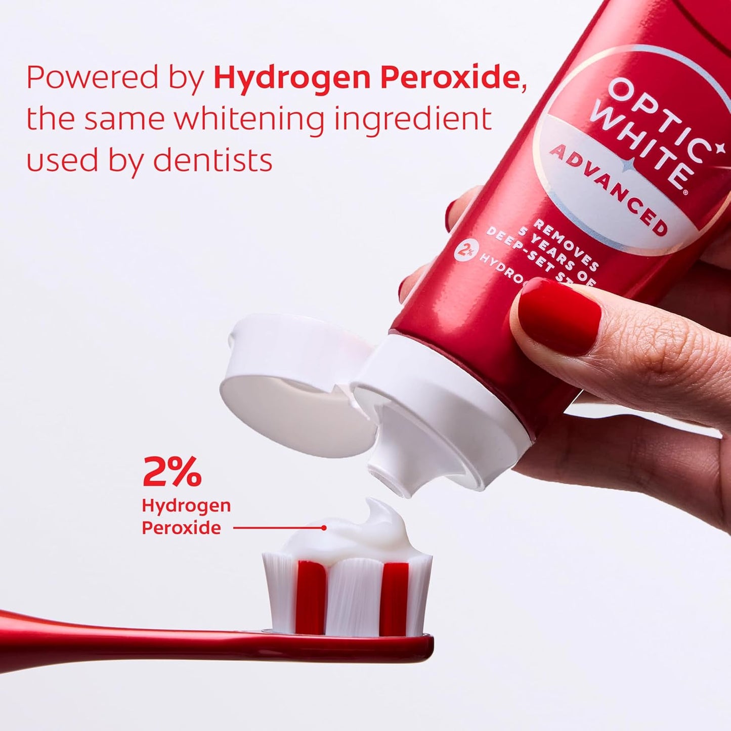 Colgate Optic White Advanced Hydrogen Peroxide Toothpaste, Teeth Whitening Toothpaste Pack, Enamel-Safe Formula, Helps Remove Tea