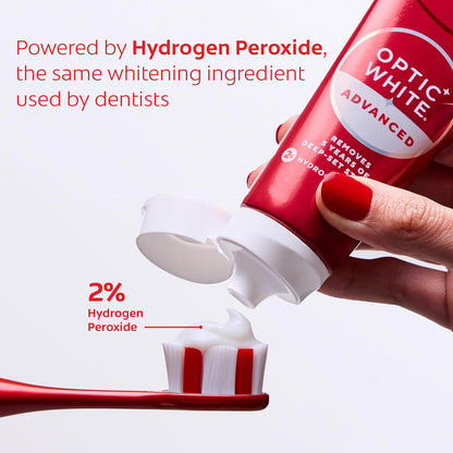 Colgate Optic White Advanced Hydrogen Peroxide Toothpaste, Teeth Whitening Toothpaste Pack, Enamel-Safe Formula, Helps Remove Tea