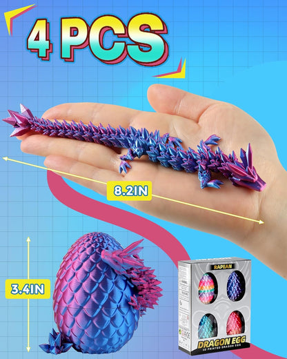 Rapean 8" 3D Printed Dragon Eggs, Easter Basket Stuffers for Kids and Teens, Unique Easter Toys & Decor for