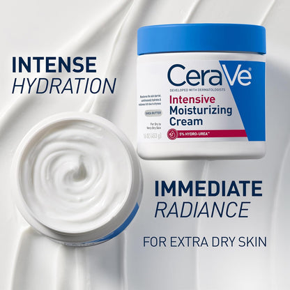 CeraVe Intensive Moisturizing Cream, Body Moisturizer With Shea Butter, 72H Hydration + Skin Barrier