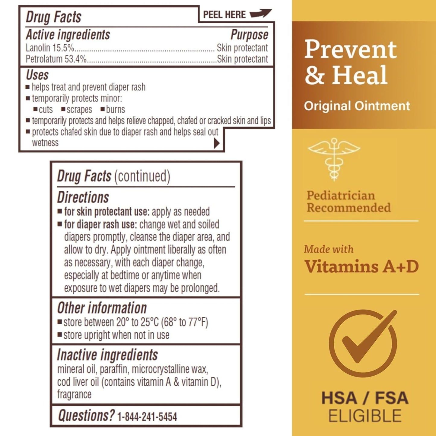 A+D Original Diaper Rash Ointment Prevents & Treats Diaper Rash, Moisturizing Skin Protectant with Vitamins A &