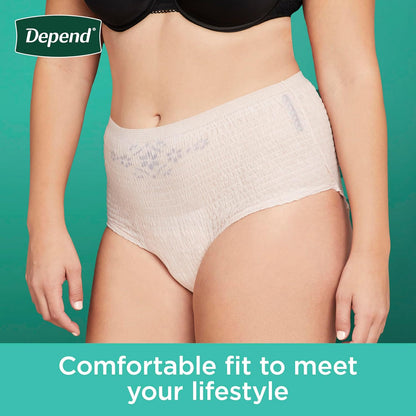 Depend Fresh Protection Adult Diapers, Incontinence & Postpartum Bladder Leak Underwear for Women, Disposable, Maximum, Large