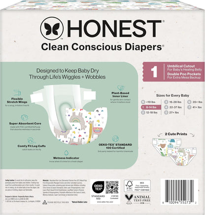 The Honest Company Comfort Dry Disposable Diapers for Sensitive Skin, Hypoallergenic, All The Alpacas + Turtle