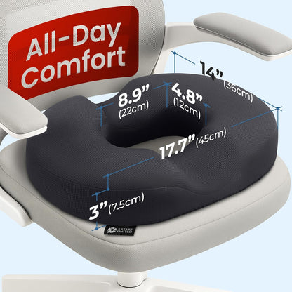 5 STARS UNITED Donut Pillow Hemorrhoid Tailbone Cushion Large Cushion for Pain Relief Coccyx, Prostate, Sciatica, Pelvic Floor, Pressure