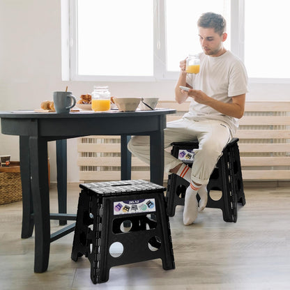 Delxo Folding Step Stool, 13 inch Non-Slip Foldable Stools Up to 300 LBS, Step Stool with Handle, Lightweight for Kitchen, Bathroom, Bedroom
