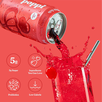 Poppi Sparkling Prebiotic Soda Beverage with Apple Cider Vinegar, Seltzer Water and Fruit Juice, Shirley Temple, 12 Fl Oz2