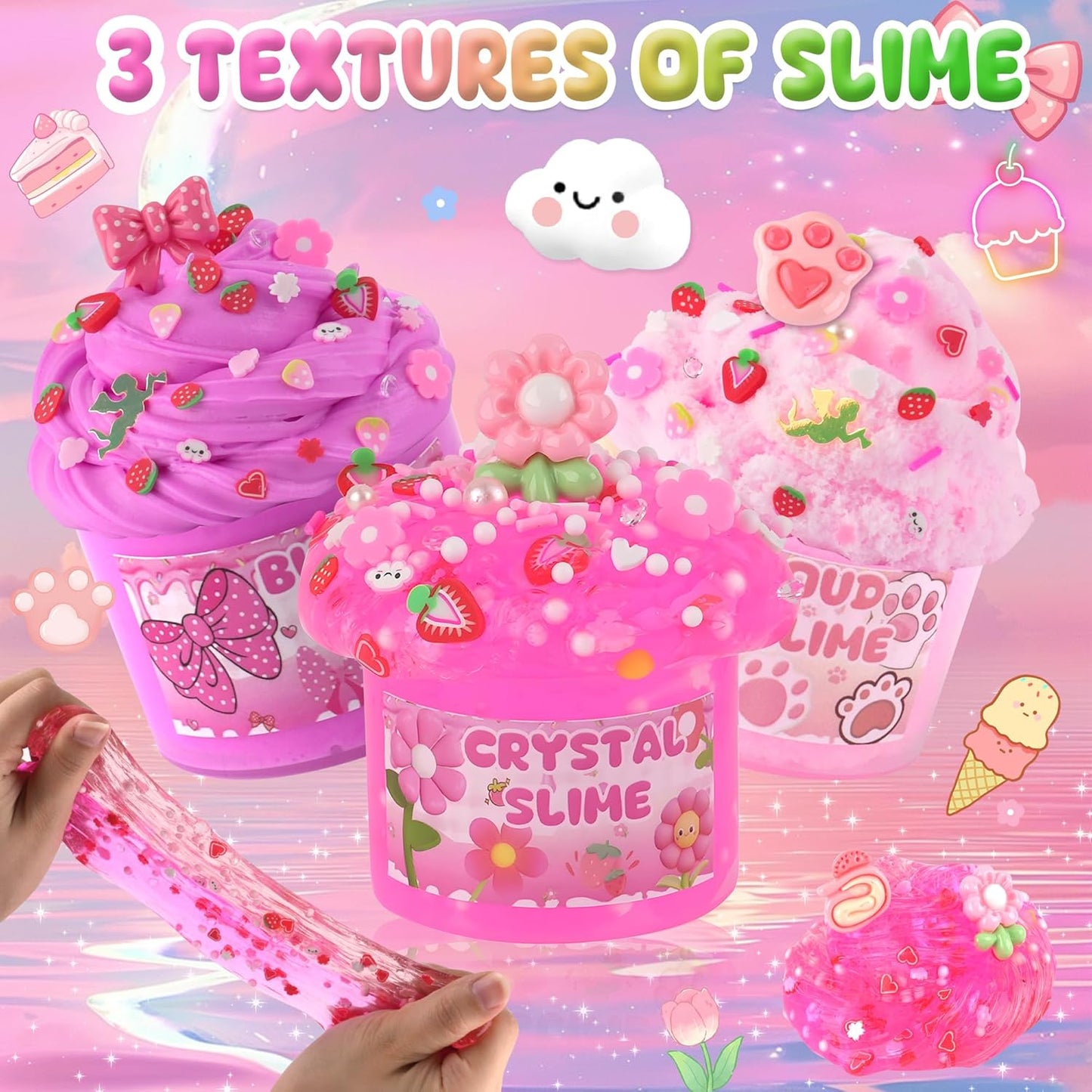 6 Pack Slimes, Pink Slime Kids, Cloud Slime kit for Girls Ages 8-12, Toys for Girls and Boys, for Kids Slime Set Party kit Goodie Bag