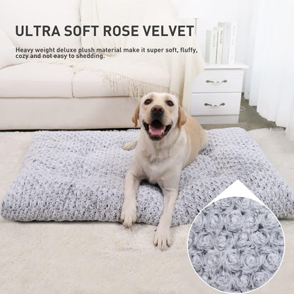 KSIIA Washable Dog Bed Deluxe Plush Dog Crate Beds Comfy Kennel Pad Anti-Slip Pet Sleeping Mat for Large, Jumbo, Medium, Small Dogs Breeds, 35" x
