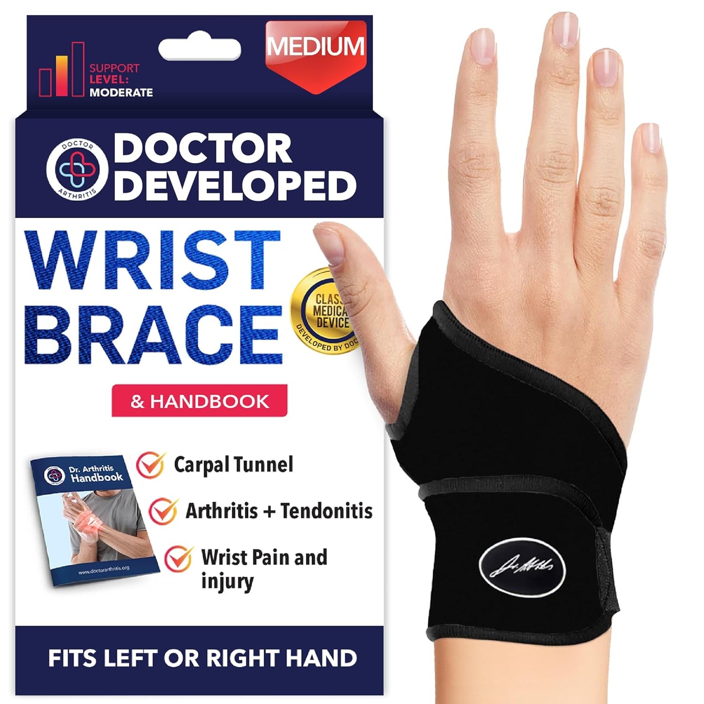 Doctor Developed Wrist Brace, Wrist Wraps for Carpal Tunnel Arthritis, Tendonitis, Hand Support, Ideal for