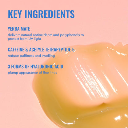 Good Molecules Yerba Mate Wake Up Eye Gel - Hydrating Under Eye Gel Cream with Hyaluronic Acid and Caffeine - Target Dark Circles and Puffiness -