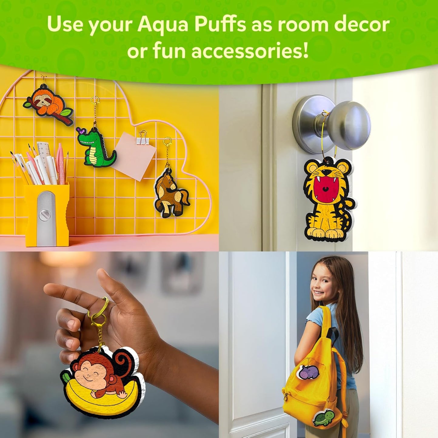 Skillmatics Aqua Puffs - 3D Art Kit, Animals, Mess-Free Paint by Number Craft for Kids, DIY Color & Inflate