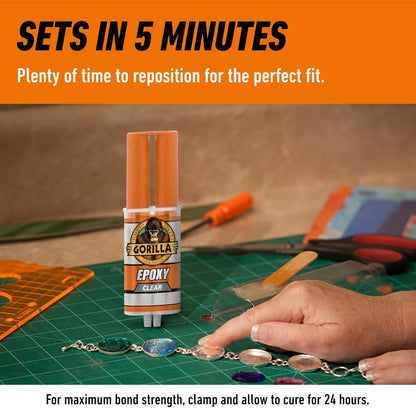 Gorilla 2 Part Epoxy, Clear Epoxy, 0.85 Ounce Syringe - 5 Minute Set, Incredibly Strong Bonding