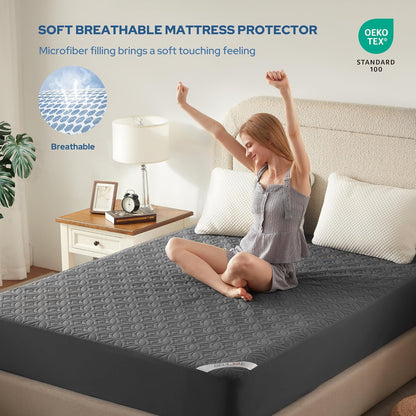 BEDLORE Waterproof Mattress Protector, Queen Size Mattress Pad Noiseless with Deep Pocket 6"-18"