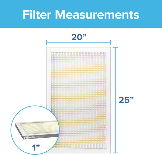 Filtrete 20x25x1 Air Filter MERV 5, 6-Pack AC Furnace HVAC Filters for Home, MPR 300 Basic Dust