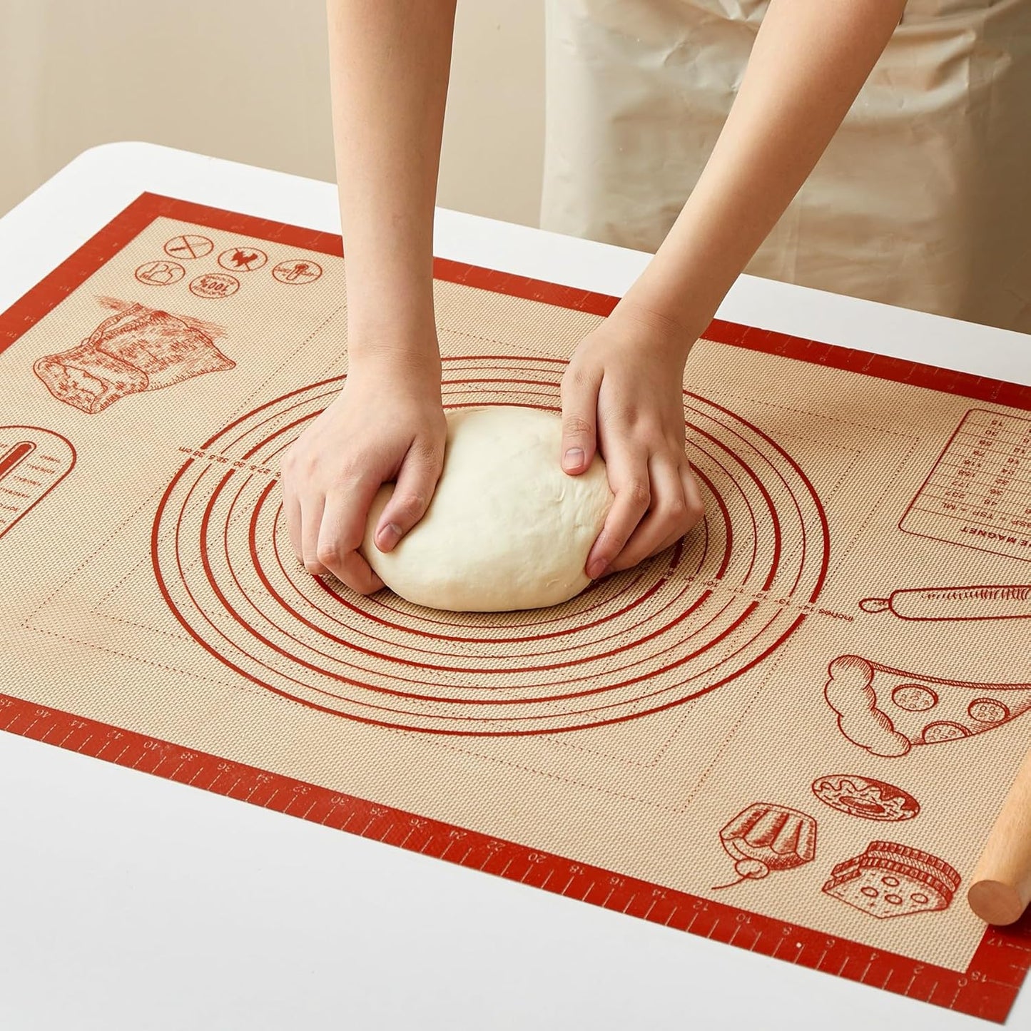 Silicone Baking Pastry Dough Mat - 28x20Inch Extra Large Cookie Bread Rolling Mats Sheet, Nonstick Kitchen Counter Kneading