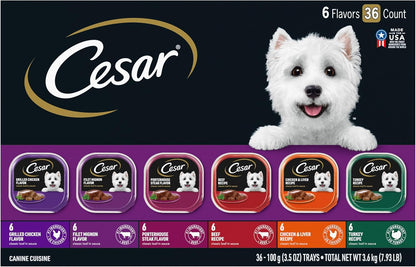 Cesar Wet Dog Food Classic Loaf in Sauce Grilled Chicken, Filet Mignon, Porterhouse Steak