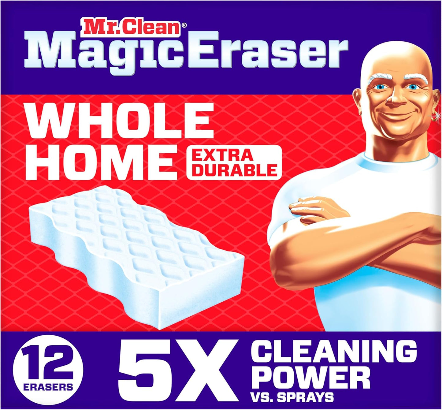 Mr. Clean Magic Eraser Sponge, All Purpose Cleaner, Cleaning Scrubber, Wall, Sneaker, Kitchen, Bathroom, Shower Cleaning Supplies, Melamine