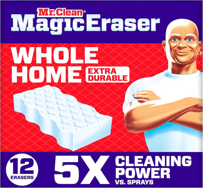 Mr. Clean Magic Eraser Sponge, All Purpose Cleaner, Cleaning Scrubber, Wall, Sneaker, Kitchen, Bathroom, Shower Cleaning Supplies, Melamine