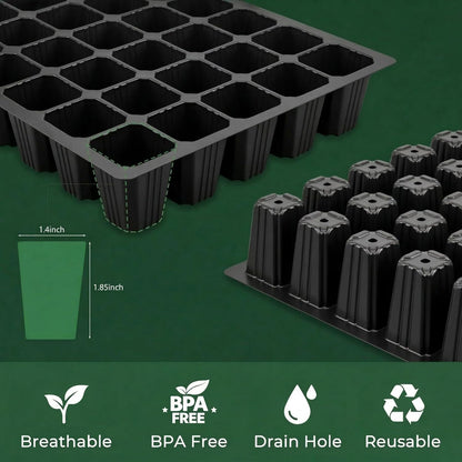 Gardzen 5-Set Seed Starter Tray Kits, Durable Plant Germination Trays with Humidity Vented Domes and Bases, Ideal for Seed Starting, Indoor