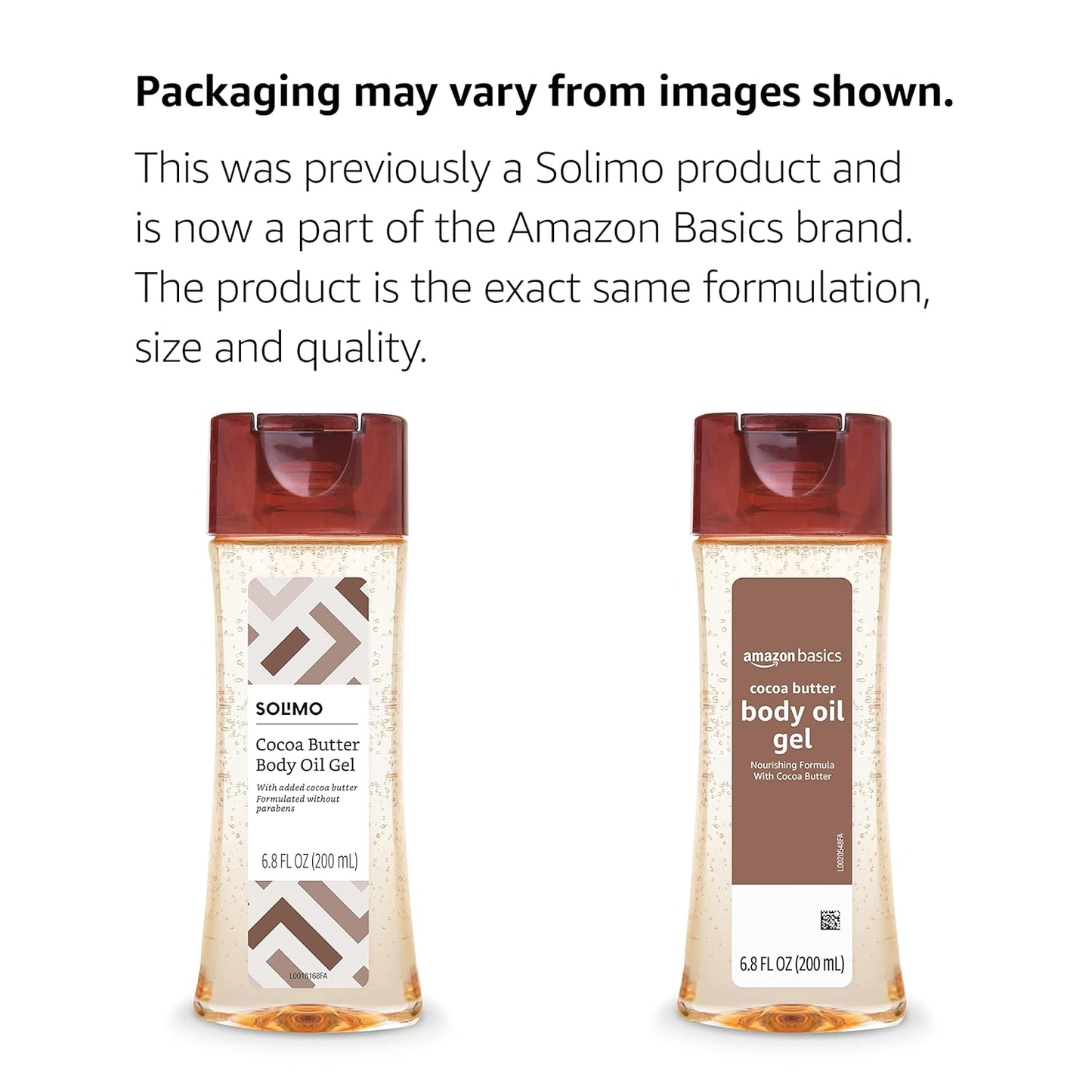 Amazon Basics Body Oil Gel with Cocoa Butter, Paraben Free, for Very Dry Skin, 6.8 Fl Oz, 1-Pack