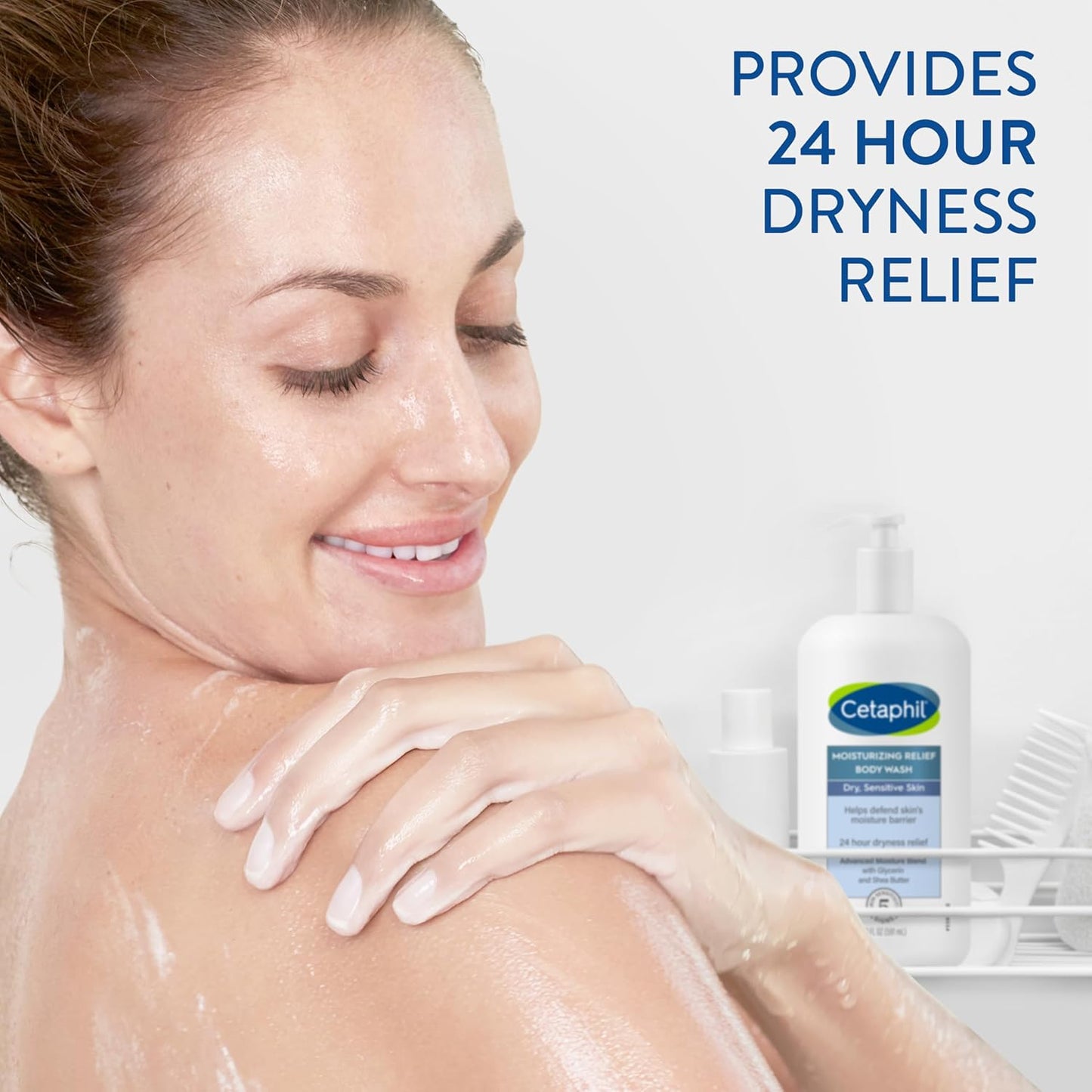 Cetaphil Body Wash, Moisturizing Relief Body Wash for Sensitive Skin, Creamy Rich Formula Gently Cleanses and Gives 24 Hour Relief to Dry