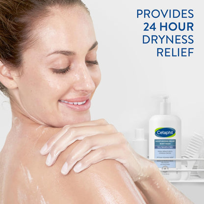 Cetaphil Body Wash, Moisturizing Relief Body Wash for Sensitive Skin, Creamy Rich Formula Gently Cleanses and Gives 24 Hour Relief to Dry