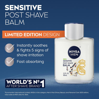 NIVEA MEN Real Madrid Limited Edition Design Sensitive Post Shave Balm, with VitaminPro Complex, Alcohol Free After Shave Balm for